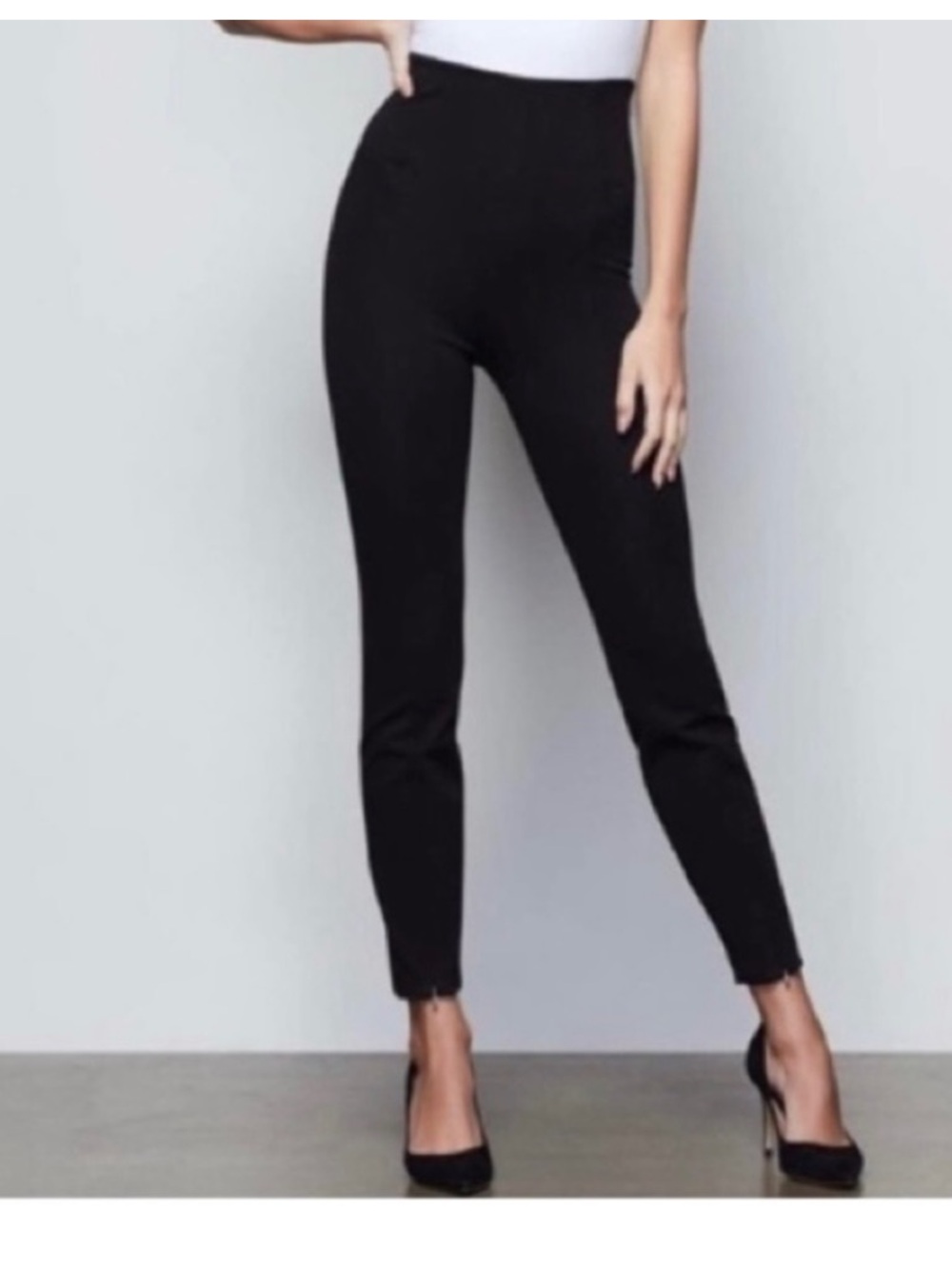 Good American The Boss Ponte Pants Black Size 2. Medium